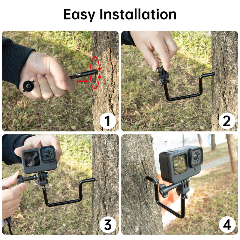 [AUSTRALIA] - Trail Camera Mount, 4 Packs Trail Cam Mounts, Tree Hunting Accessory, 360° Rotatable Game Camera Holder with 1/4"-20 Screw, Heavy Duty Trail Cam Mount for Hunting Cameras/Action Cameras/Solar Panels 
