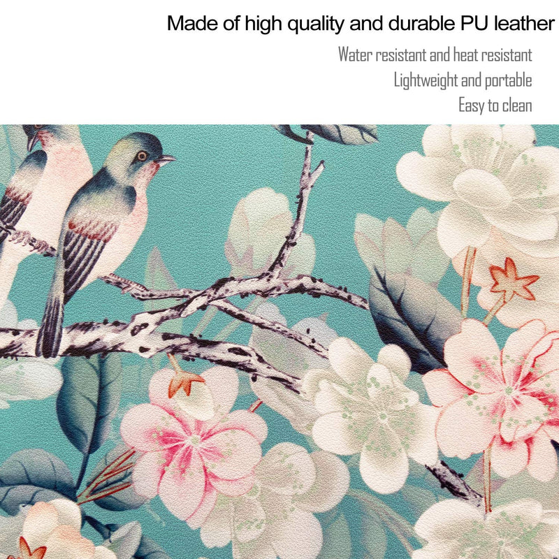 Sanfulin Multifunctional PU Leather Office Desk Pad 35.4''X15.7'' with Floral Design + Mouse Pad 10.2''×8.3''×0.12'', Extended Large Non Slip Ultra Thin Waterproof Desk Writing Mat (Chinese Flower) Chinese Flower