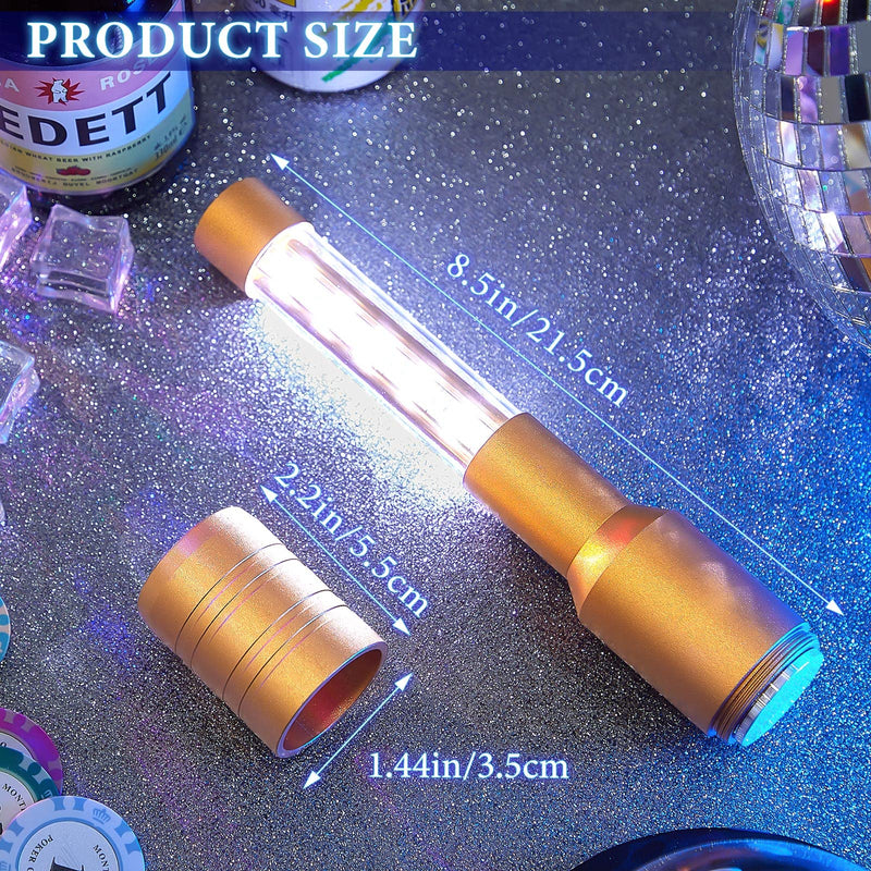 Lewtemi 4 Pieces Bottle Girl Lights Strobe Baton Bottle Service Lights Rechargeable Champagne Topper Handheld Sparklers for Bar Club VIP Nightclubs Party Event(Gold) Gold