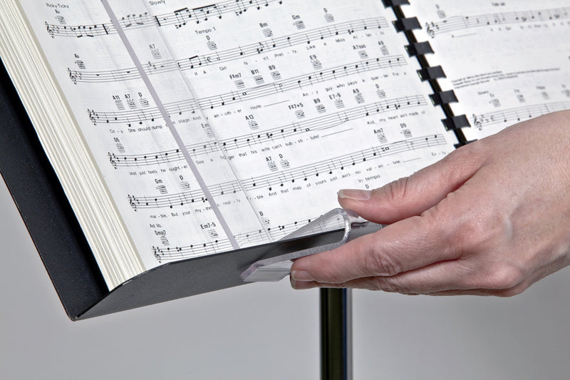 Clear Music Clips Sheet Music Holder for Music Stand, Durable Break-Resistant Flexible Plastic MADE IN USA 1 Pair