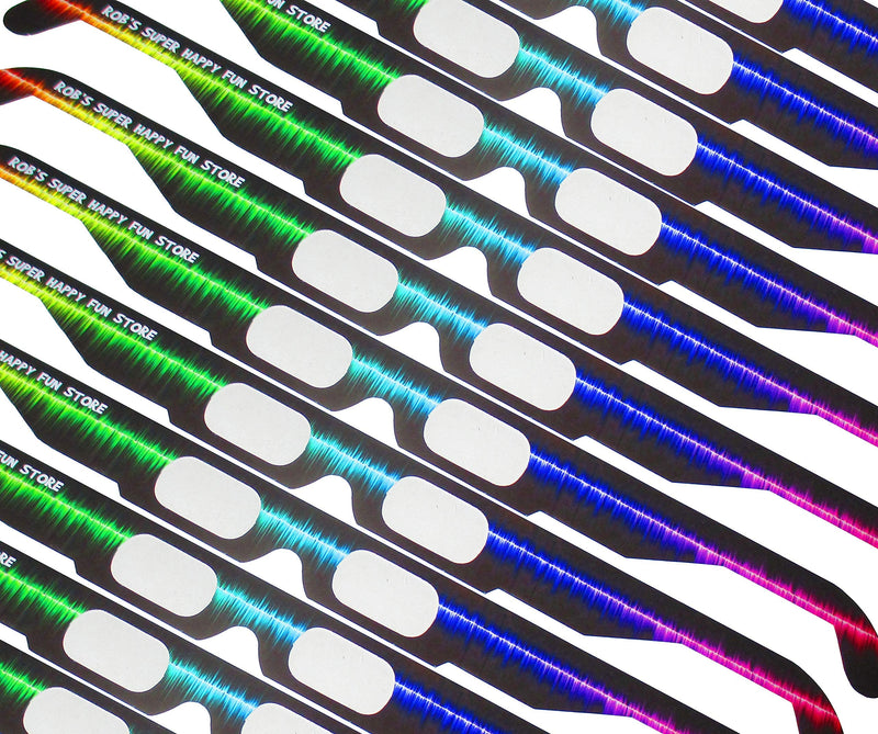 Fireworks Diffraction Prism Glasses - Trippy Tie Dye and Rave Waves Frame Designs - 50 Paper Glasses Total - See Rainbow Bursts of Color From Prismatic Lenses