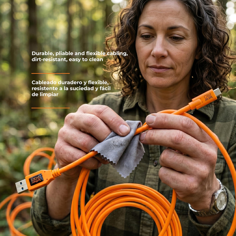 Tether Tools TetherPro USB 3.0 USB-C Cable | For Fast Transfer and Connection Between Camera and Computer | Non-Reflective Black | Fast Reliable Data Transfer Orange
