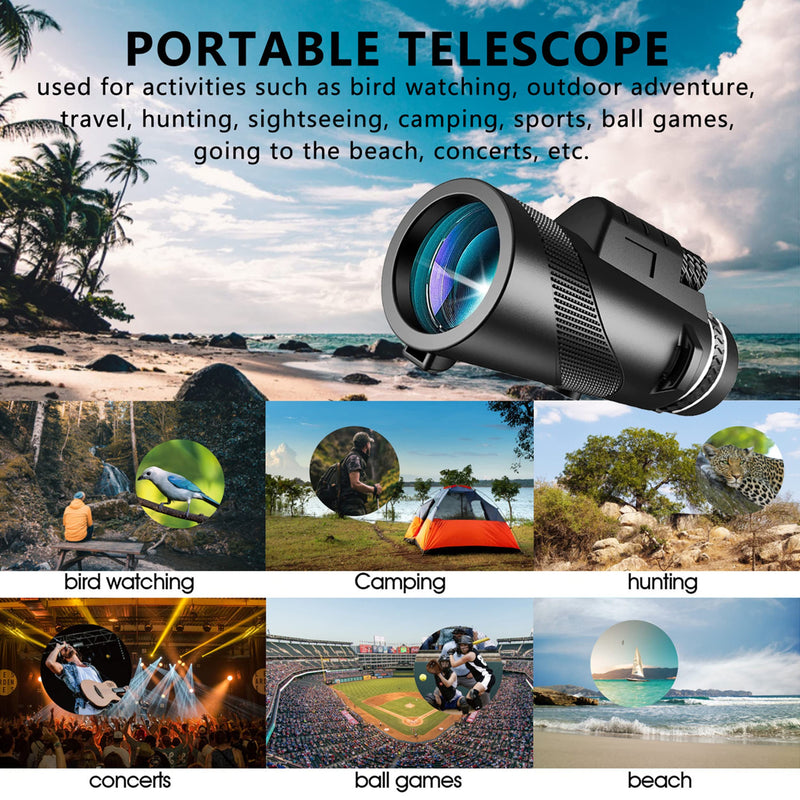 Monocular-Telescope High Powered for Smartphone Monoculars 80x100 for Adults High Definition Monocular Telescope for Stargazing Hunting Wildlife Bird Watching Travel Camping Hiking