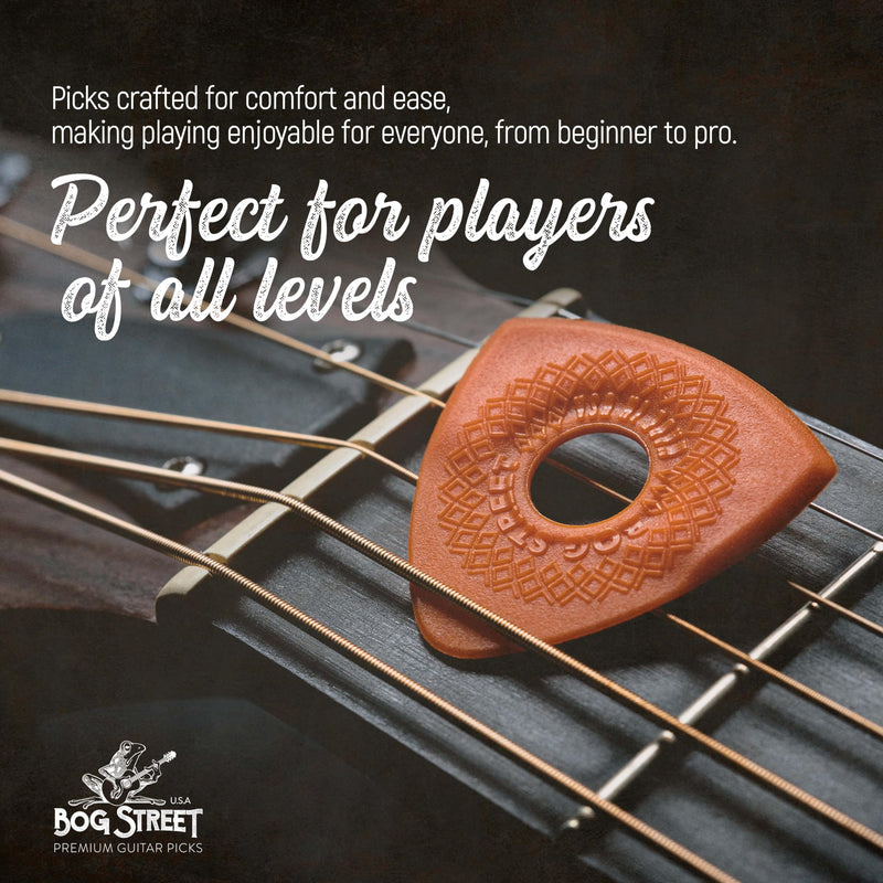 [AUSTRALIA] - Bog Street Textured AXE Series Ergonomic Guitar Picks Thin Guitar Pick Pack of 6 with CUT, BLADE & BATTLE AXE Picks for Guitar - Made in USA Non Slip Guitar Picks Thick and Thin Pack 