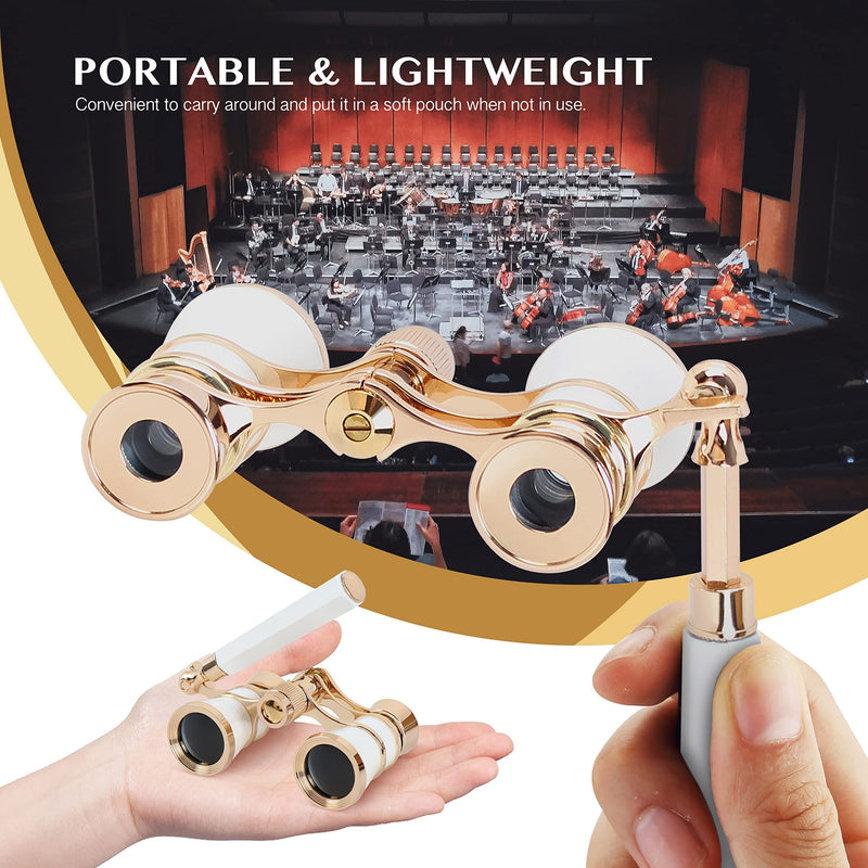 [AUSTRALIA] - Yourelexit® Opera Glasses Binoculars 3X25 Lorgnette Theater Glasses Optical BK9 Mini Compact Lightweight Built-in Foldable Adjustable Handle Vintage for Adults Kids Women in Musical Concert Cinema 