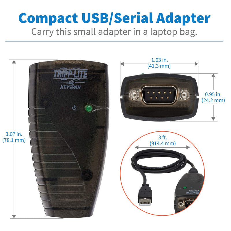 Tripp Lite Keyspan High-Speed USB to Serial Adapter, PC & Mac, USB-A to DB9 RS232 Male, 3 Foot / 0.91 Meter Cable, 3-Year Warranty (USA-19HS)