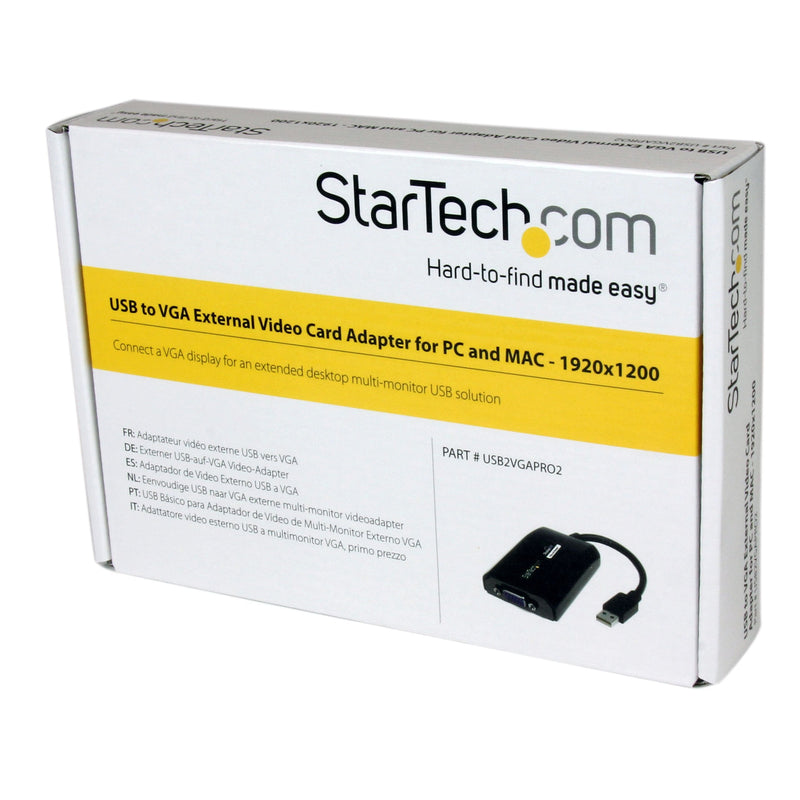 StarTech.com USB to VGA Adapter, External USB Video Graphics Card for PC and MAC, 1920x1200 - replacement for USB32VGAPRO | USB to VGA external video graphics card for PC and Mac, Up to five adapters per PC USB 2.0 to VGA (DL Certified)
