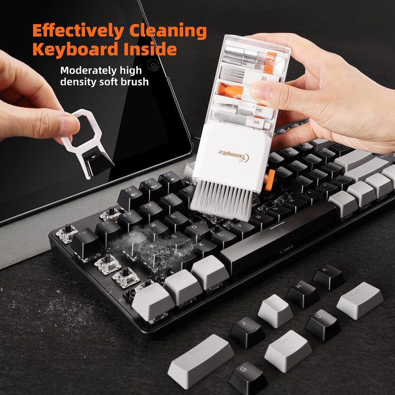Laptop Cleaning Kit Keyboard Cleaner, Keyboard Cleaning Kit Electronics Cleaning Tool for MacBook iPad Phone iPhone Pro, Brush Tool for Tablet, Computer, PC, TV Camera Lens Computer Vacuum Keyboard Bright White