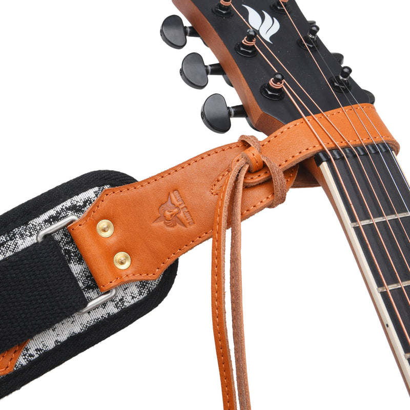 RAM'S LAND 3 inch Wide Leather Guitar Straps, Padded Guitar Strap for Electric, Acoustic, and Bass Guitar 009-fl