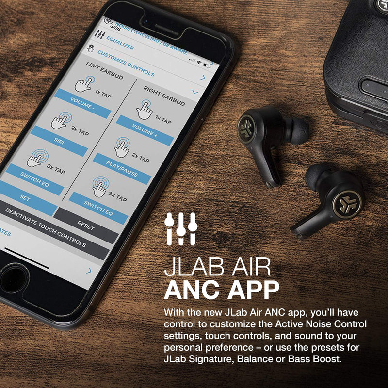 JLab Epic Air ANC True Wireless Bluetooth 5 Earbuds, Active Noise Canceling, IP55 Sweatproof, 12-Hour Battery Life, 36-Hour Charging Case, Low Latency Movie Mode, 3 EQ Sound Settings