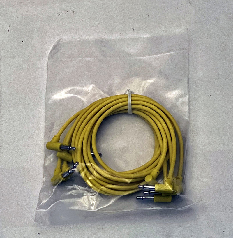 SSMS - Luigis Modular M-PAR Right Angled Eurorack Patch Cables - Package of 5 Yellow Cables (60cm) 60cm