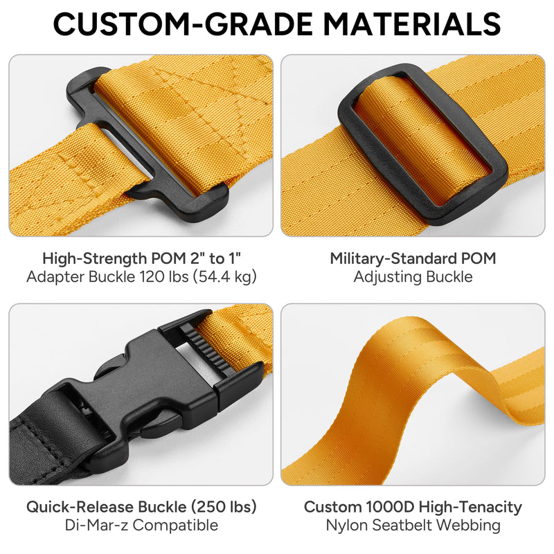 Amumu SNAPLOCK Guitar Strap with Clip - Metallic Gold Nylon for Acoustic, Electric & Bass Guitar - 2" Wide