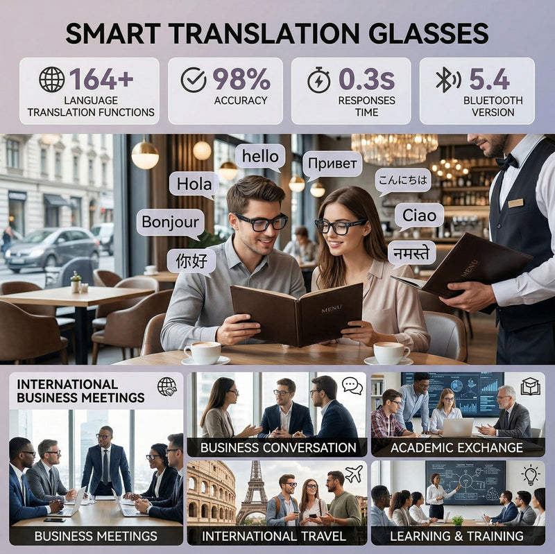 AI Smart Glasses with Camera, 1080P HD POV First-Person View Video Recording and Translator, AI Object Recognition, Bluetooth Audio, 290mAh Battery, Photochromic Lenses for Sports, Travel, Work