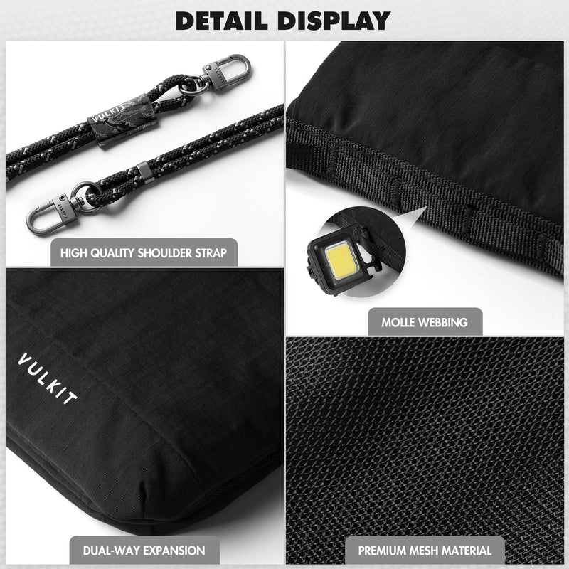 VULKIT City Pouch Crossbody Travel Bags RFID Blocking Travel Wallet Passport Pouch Neck Wallet Phone Bags for Men Women Teens Black