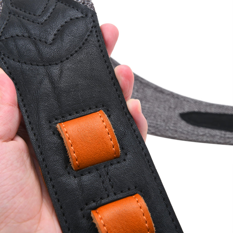 RAM'S LAND 3 inch Wide Leather Guitar Straps, Padded Guitar Strap for Electric, Acoustic, and Bass Guitar Vintage