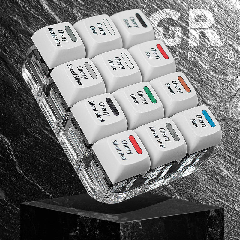 Griarrac Cherry MX Switch Tester 12-Key Mechanical Keyboard Sampler Switch Testing Tool with Keycap Puller and 24 O Rings, 40A-L & 40A-R (Printed PBT Keycap Include Linear Gray)