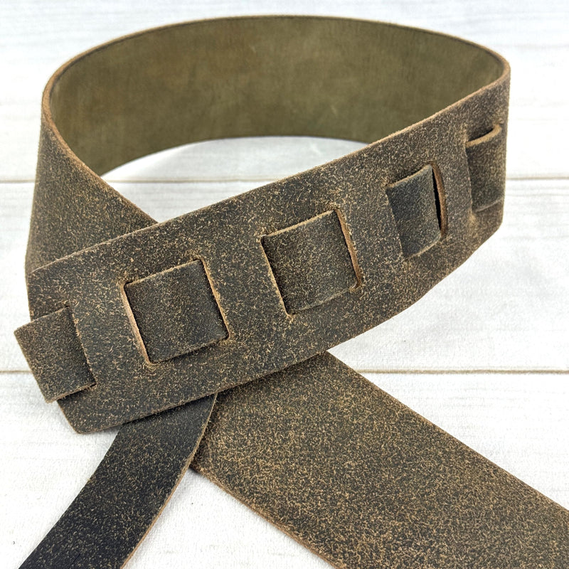 Walker & Williams STR-01 100% Italian Leather Distressed Brown “Bomber Jacket” Finish Guitar Strap