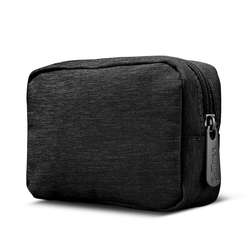 E-Tree 7 inch Canvas Zippered Small Bag, Mini Travel Makeup Carrying Case, Cosmetic Bag, Portable Electronics Accessories Organizer, Tiny Coin Purse Wallet, Little Pouch for Little Items, Black 6" X 1.8" X 4"