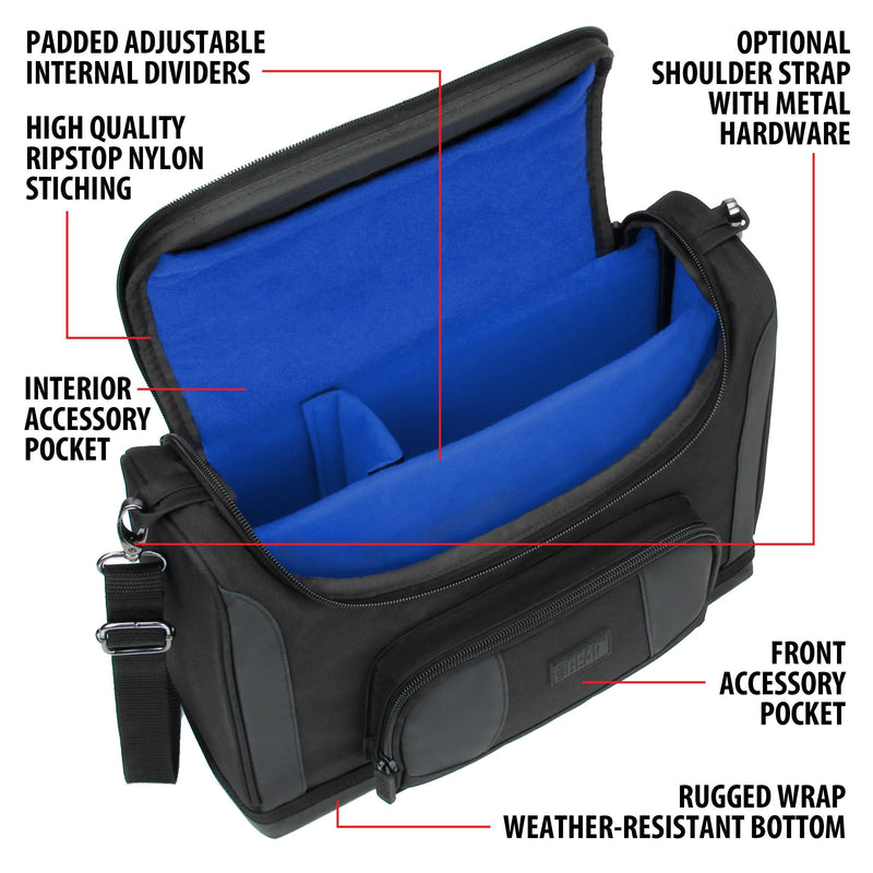 USA GEAR Mini Projector Case S7 Pro Portable Projector Bag Carrying Case with Accessory Storage - Compatible with Small LED Projectors from Vankyo, DR. J, AuKing, PVO, DBPOWER, CiBest (Blue) Black and Blue