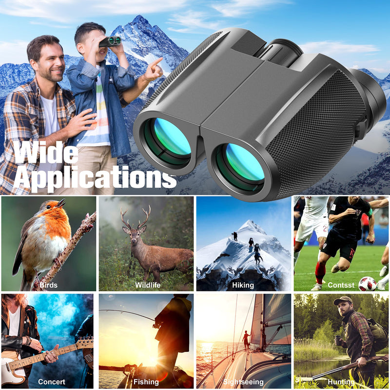 [AUSTRALIA] - Binoculars 12x25 for Adults and Kids Night Vision Binoculars Compact Binocular Waterproof Binocular Wide Field of View for Bird Watching,Hiking,Hunting,Concert with Binocular Cases Darkgrey 