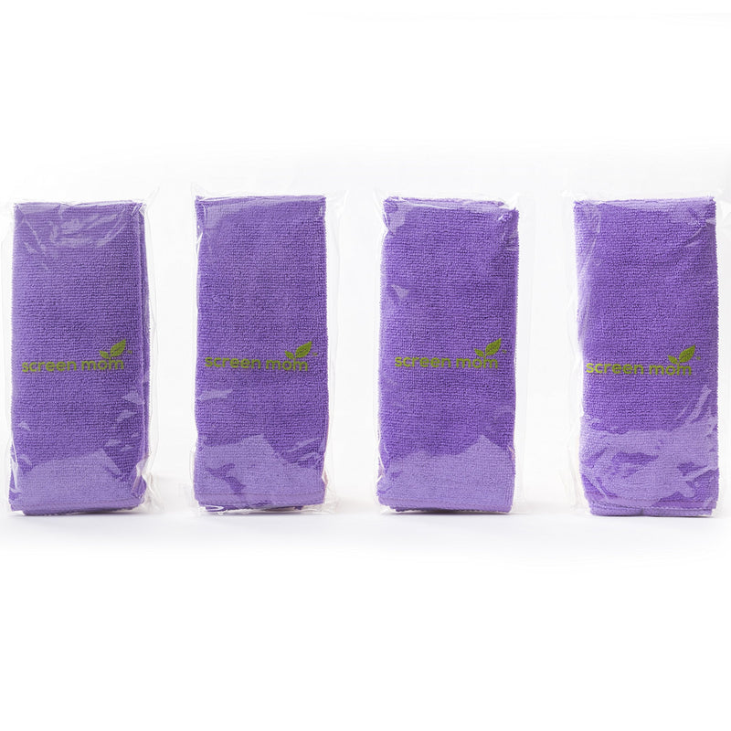 Screen Mom Screen Cleaning Purple Microfiber Cloths (4-Pack) - Best for LED, LCD, TV, iPad, Tablets, Computer Monitor, Flatscreen