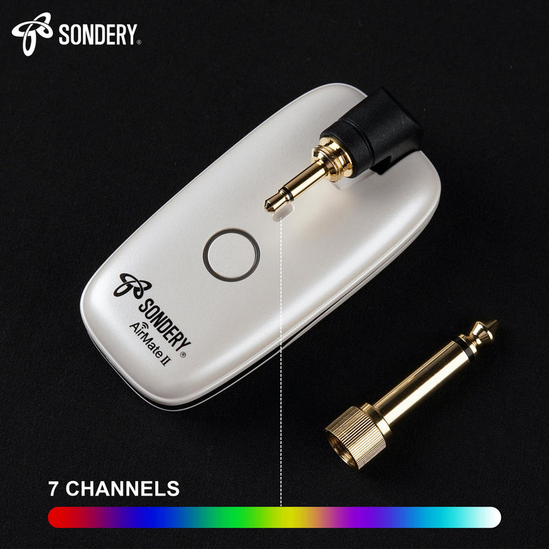 Sondery Wireless Transmitter and Receiver System for Guitar Bass Keyboard Drums Multiple Instruments 7 Channels Rechargeable Long Battery Life