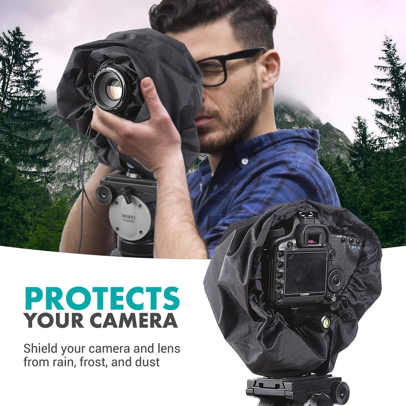 Movo CRC11 Camera Rain Coat Rain Cover for DSLR Cameras and Mirrorless Cameras and Lens (Junior Size: 11" x 14.5")