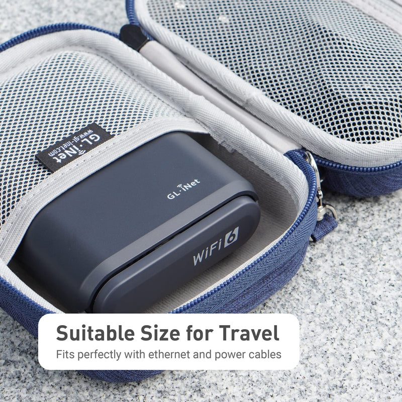 [AUSTRALIA] - GL.iNet Gadget Organizer Case for Travel Routers GL-AXT1800/ MT3000/ SFT1200/ E750/ A1300, Chargers, Cables, and Accessories, Durable Pouch, Hand-carry EVA bag, Anti-shock, Water Resistant (Blue) Blue 