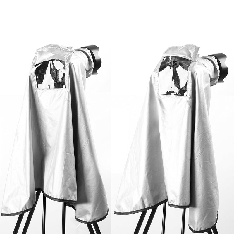 Movo CRC03 Extra-Long Camera Rain Coat Rain Cover for DSLR Cameras, Lens, and Tripod (Metallic Gray)