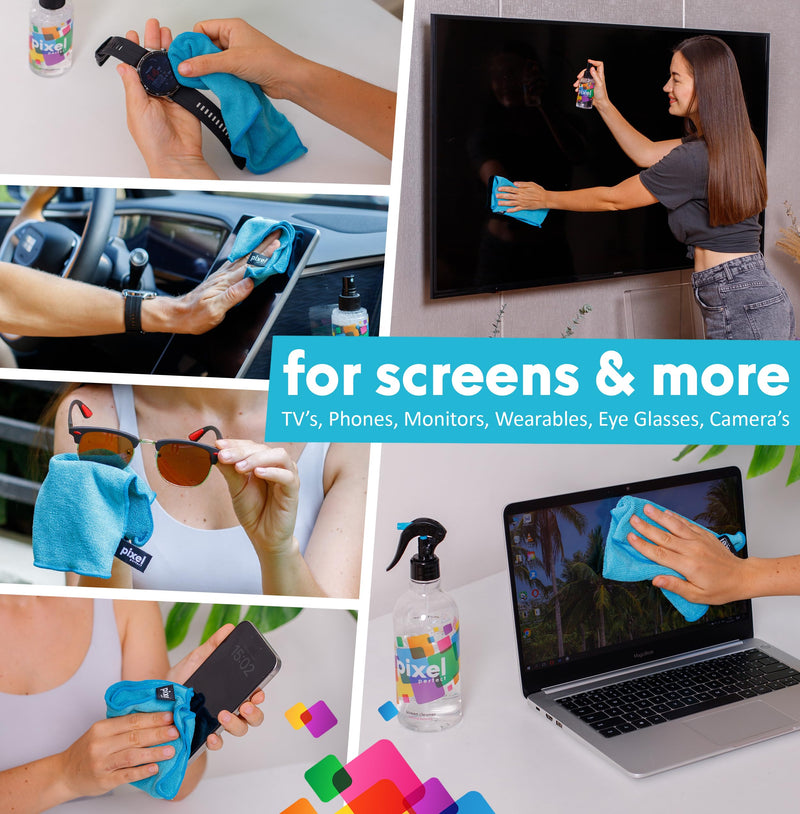 [AUSTRALIA] - Pixel Perfect | 16.9oz | XL Screen Cleaner Kit, for TV, Laptops, Computers, Monitors, Phones, Tablets | 500ml Cleaning Kit, Premium Natural Spray 500ml - 16.9oz 