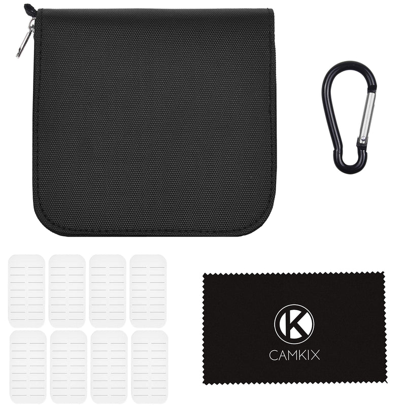 Memory Card Case - Fits up to 88x SD, SDHC, Micro SD, Mini SD and 4X CF - Holder with 88 Slots (8 Pages) - for Storage and Travel - Microfiber Cleaning Cloth, Carabiner and Labels Included (Black)