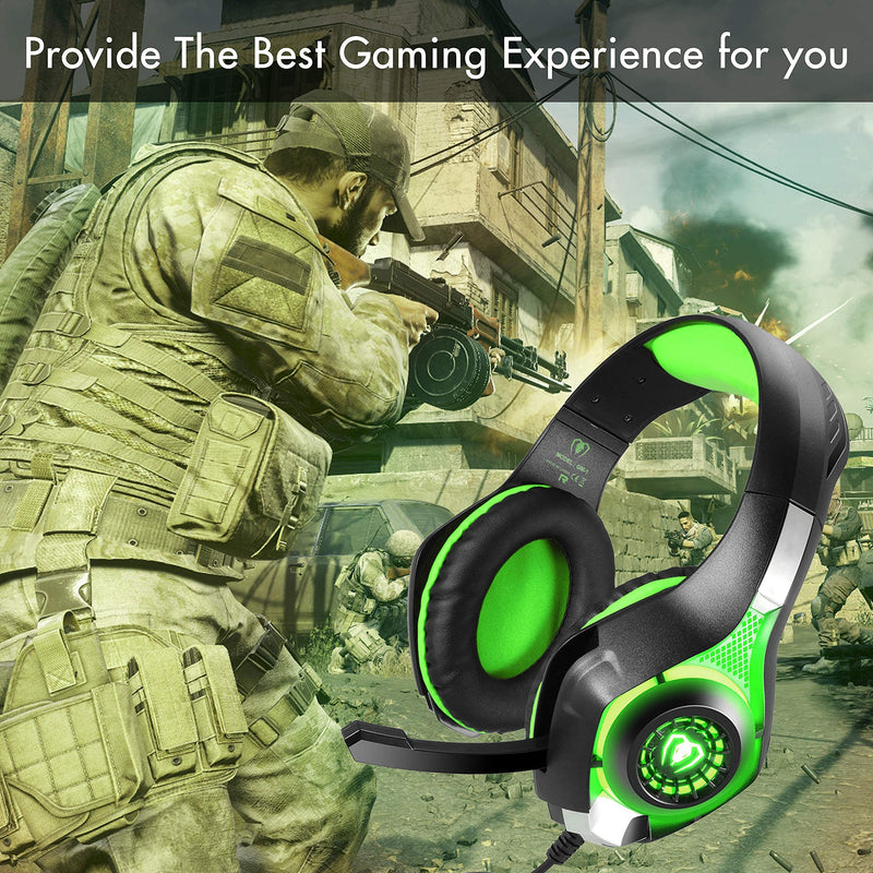 BlueFire 3.5mm PS4 Gaming Headset Headphone with Microphone and LED Light Compatible with Playstation 4, PS5, Xbox one, PC (Green) Green