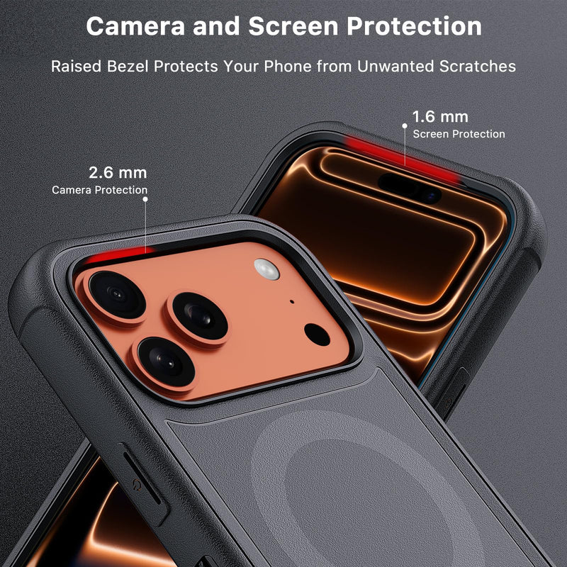 M MYBAT PRO for iPhone 17 Pro Max Case with Belt Clip Holster Black | Maverick Series 17 Pro Max Case[Compatible with Magsafe] w/Screen Protector,with 360°Rotating Kickstand,Heavy Duty Protection
