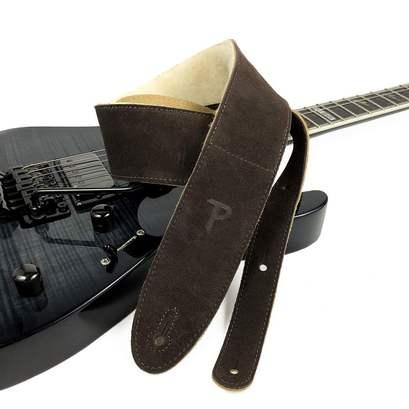 [AUSTRALIA] - Perri's Leathers Suede Guitar Strap with Sheepskin Pad, Anti-Slip, Adjustable 41"–56", Compatible with All Guitars Brown 
