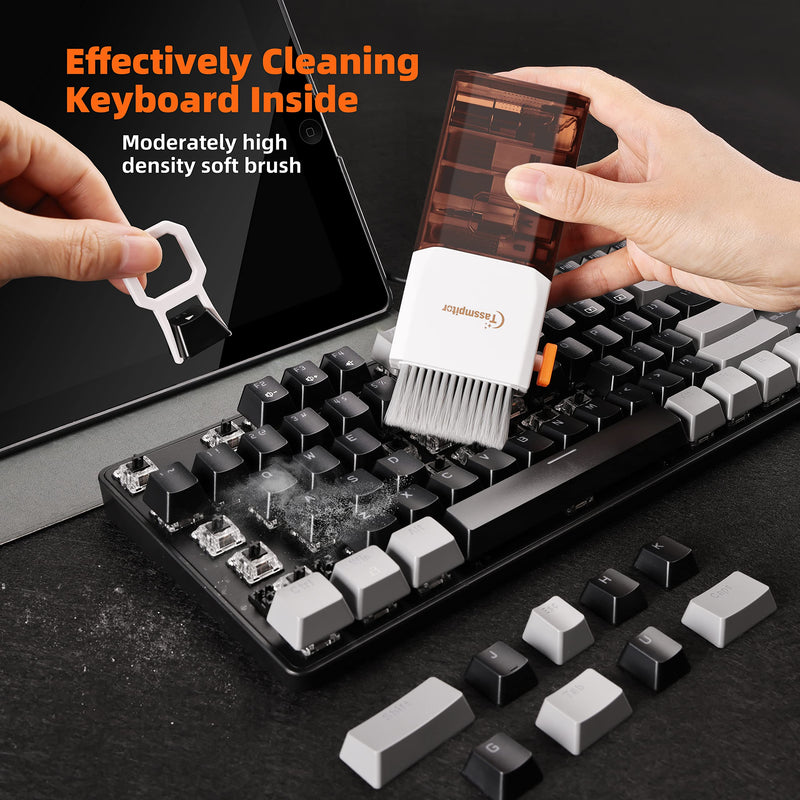 Electronics Cleaning Kit for Laptop - Screen Keyboard of Phones, 10 in 1 Cleaner Tool, Keyboard Dust Cleaning Brush with Putty for PC TV Phone Computer with Patent Coffee Brown