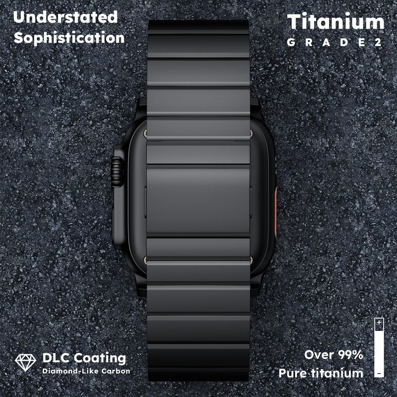 LULULOOK Titanium Band for Apple Watch Ultra 3/Ultra 2 49mm | Adjustable Magnetic Clasp Titanium Metal Straps, Men’s iWatch Band for Ultra with DLC Scratch Resistant Coating Black 49 mm