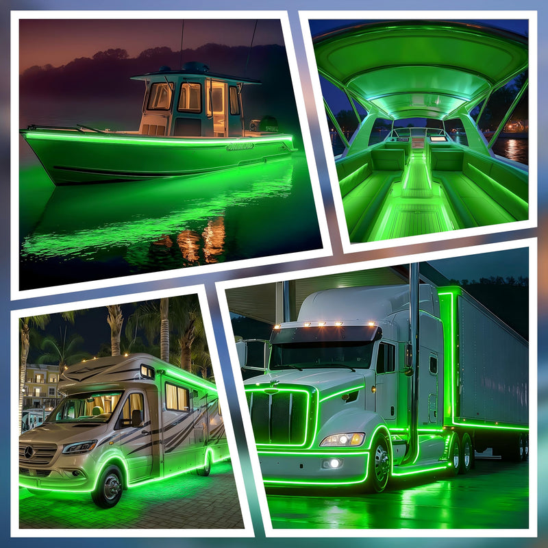 [AUSTRALIA] - SHUNLEE Led Boat Lights Green 40FT, IP67 COB Waterproof Marine Pontoon Led Lights, Boat Interior Strip Lights for Pontoon, Deck, Night Fishing, Kayak, RV, Bass (40FT-Green) 40FT-Green 