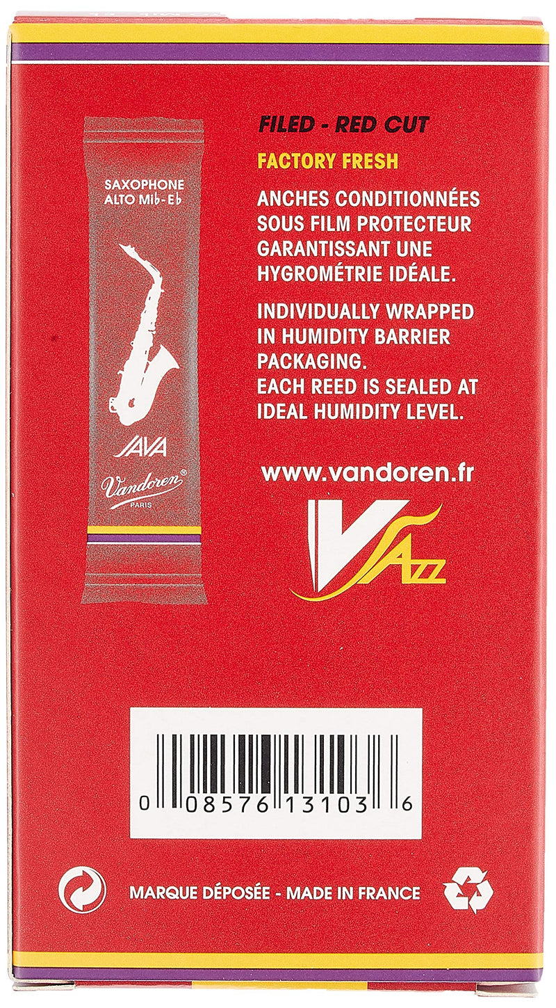 Vandoren SR2625R Alto Sax JAVA Red Reeds Strength 2.5; Box of 10