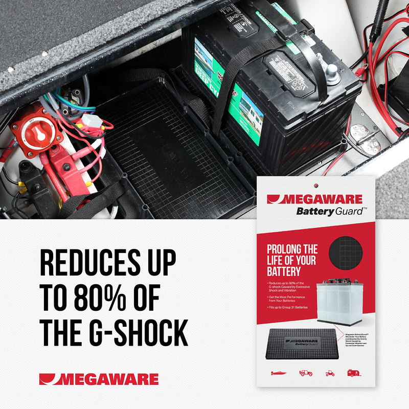 [AUSTRALIA] - MEGAWARE KEELGUARD BatteryGuard Protector - Great for Boats, RVs, Semi Trucks, and Off-Road Vehicles - Shock and Vibration Absorber - Fits up to Group 31 Batteries (12.75 x 6.88 x 0.375 in) 
