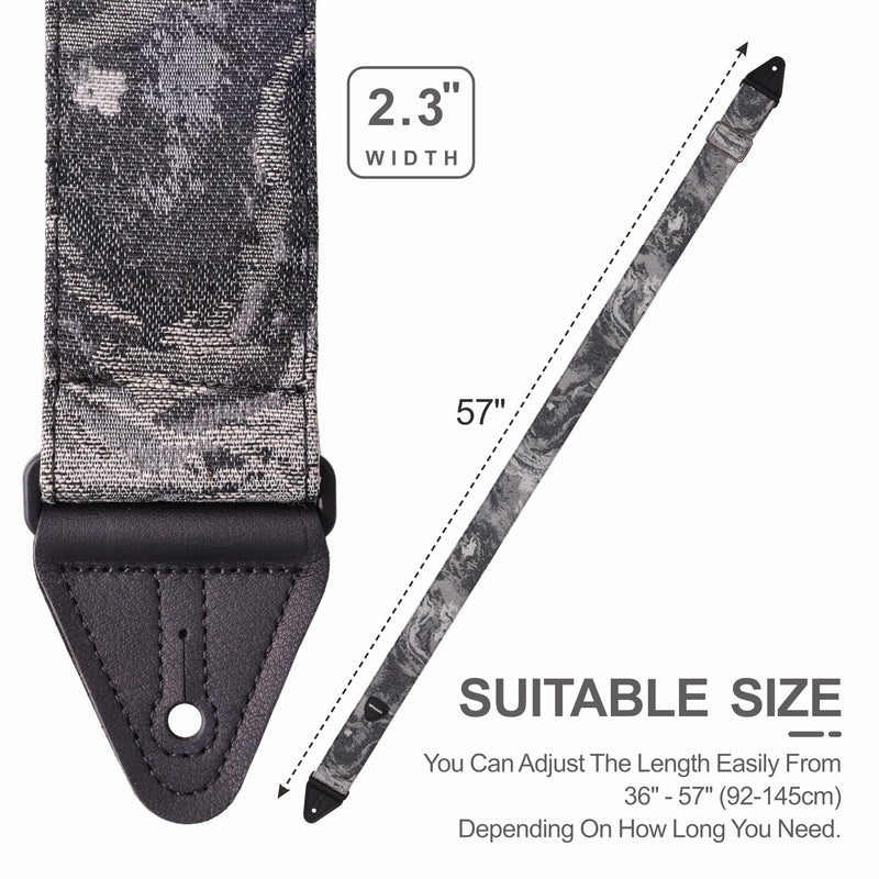 [AUSTRALIA] - Nefelibata Guitar Strap 2.3", Double Cowhide Leather Ends, Cotton Guitar Straps for Bass, Electric & Acoustic Guitar, with Strap Button, Strap Locks and Guitar Picks Camo 