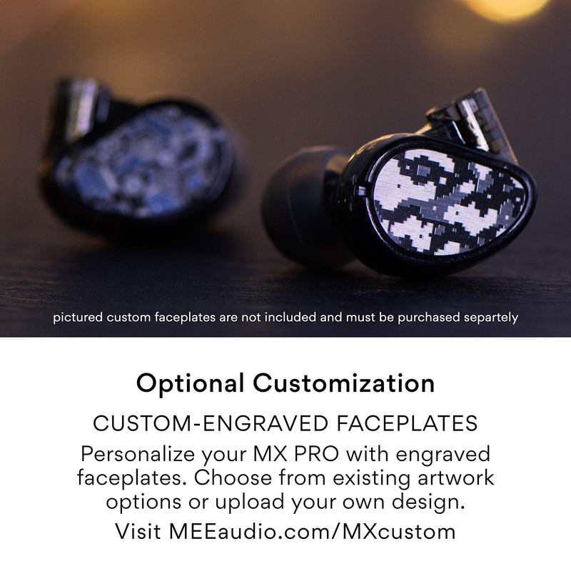 MEE Professional MX1 PRO Advanced Dynamic Driver Musician's in Ear Monitor Headphones with Balanced Sound; Noise Isolating Earbuds Earphones w/Memory Wire, Optional Customization & Detachable Cables Black