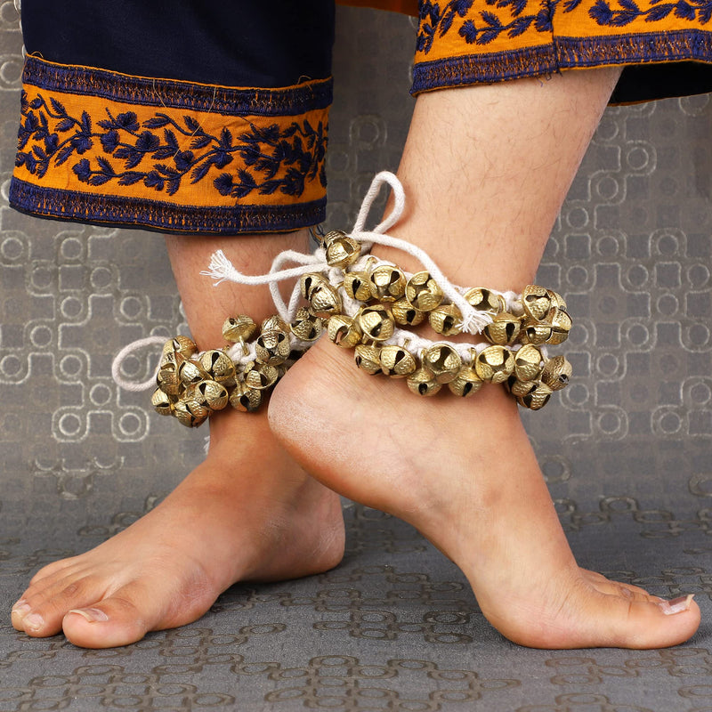 Indian Classical Kathak Ghungroo Pair 16 No. Big Bells Tied with Cotton Cord For Anklet Musical Instrument From India Dance Accessories (25-25) 25-25