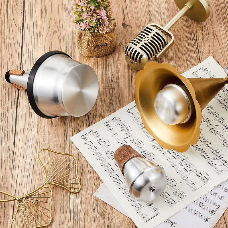 3 Pcs Trumpet Mute Set Small Practice Mute Trumpet Mute Silencer Cup Trumpet Mute All Aluminum Trumpet Mute for Beginners Students Jazz Classic Stage Performance Practice