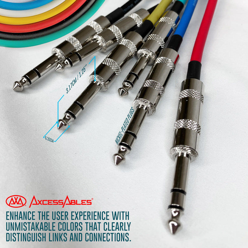 AxcessAbles Balanced Audio Cables - 1/4" TRS to TRS 6 Pack (10ft) 10ft