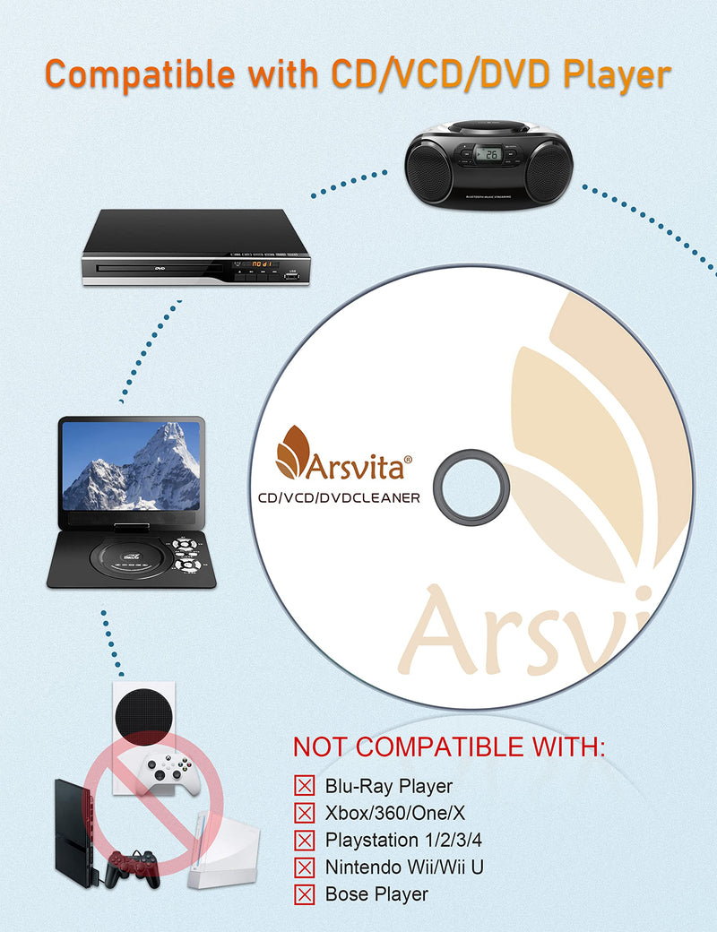 [AUSTRALIA] - Arsvita Laser Lens Cleaner Disc Cleaning Set for CD/VCD/DVD Player, Safe and Effective, ARCD-04 