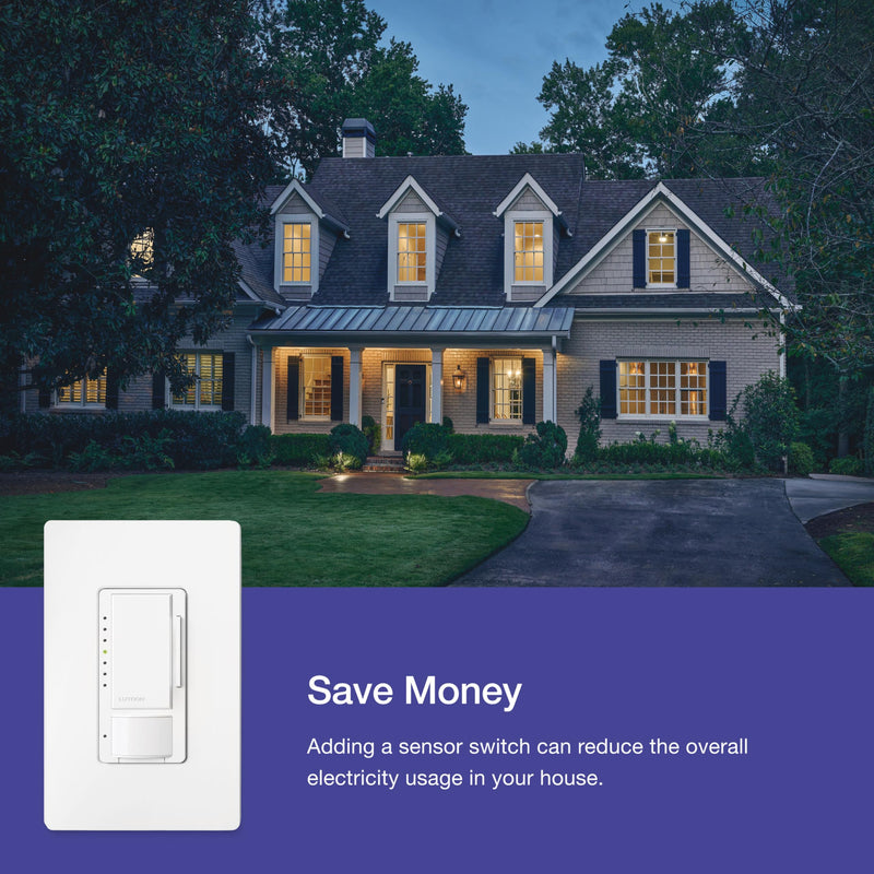 Lutron Maestro Motion Sensor Dimmer Switch for Bathroom, Garage, Laundry Room, and Closet, Occupancy and Vacancy Sensor, Single-Pole/Multi-Location, No Neutral Req, MSCL-OP153M-BL, Black 1 Pack