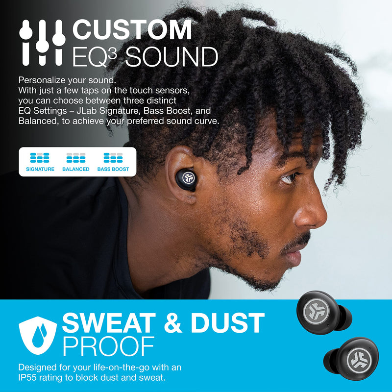 JLab, JBuds Air Pro, True Wireless Earbuds, Bluetooth MultIPoint, IP55 Sweat Resistant, Black