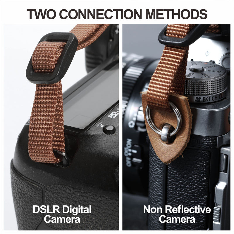 Padwa Lifestyle Dark Blue Green Camera Strap -Double Layer Crazy Horse Cowhide End,1.5" Wide Pure Cotton Woven Camera Straps,Adjustable Neck Shoulder Strap for All DSLR Cameras,Gift for Photographers A# - Dark Blue Green
