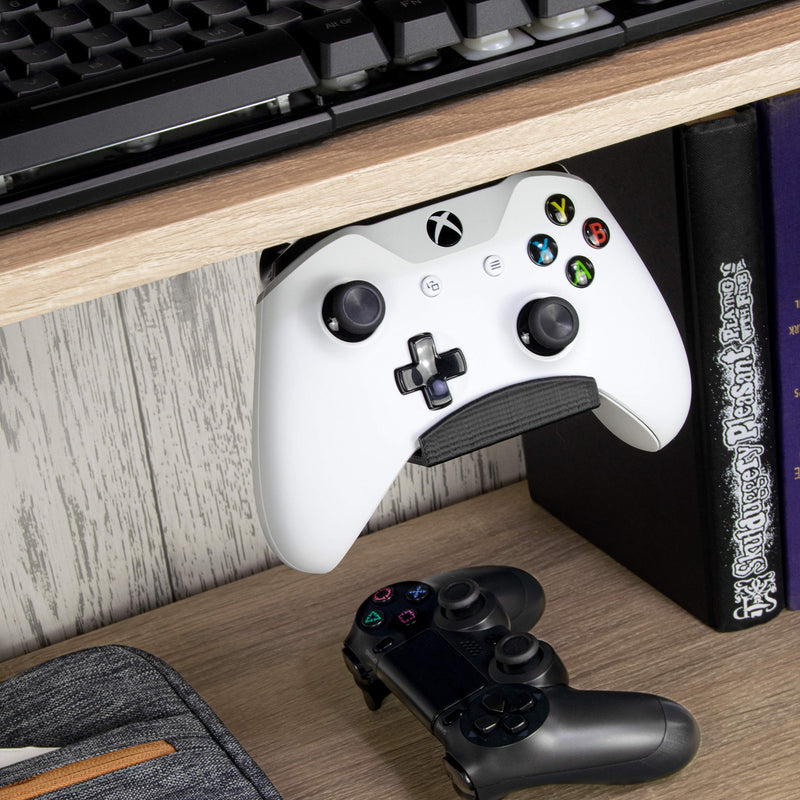 Gamepad Under The Desk Mount Holder Hanger for Xbox One, Switch, PS4, PC, Steam, Steelseries & Most Game Controllers, No Screws, VHB Tape, by Brainwavz (Black, Improved Adheasion Nov2019) Black