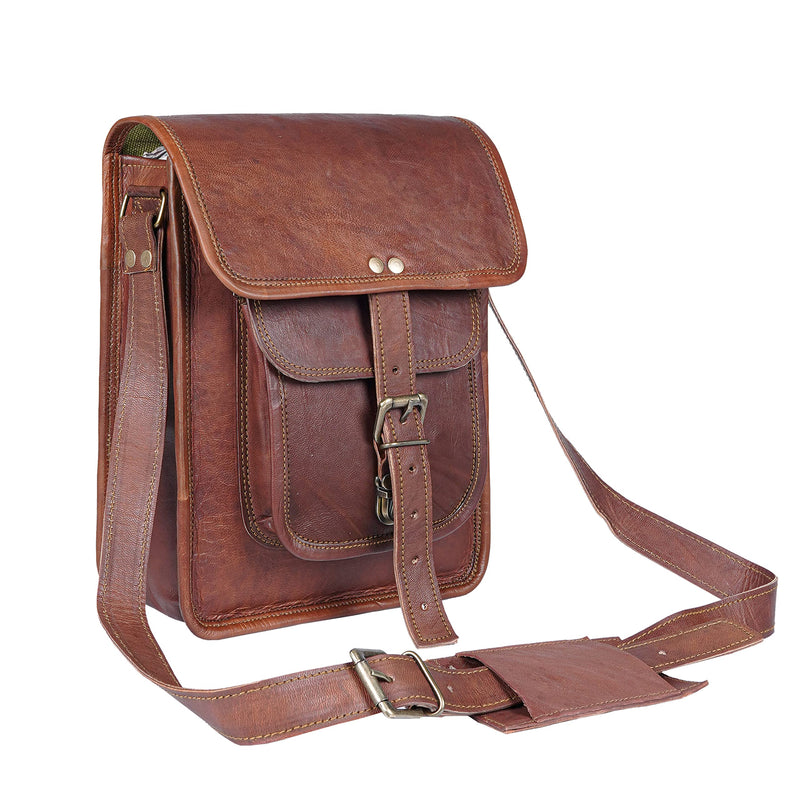 11 inch Small Crossbody Shoulder Genuine Leather iPad/Tablet Vintage Messenger Bag For 10.5 inch iPad Pro for Women & Men Retro
